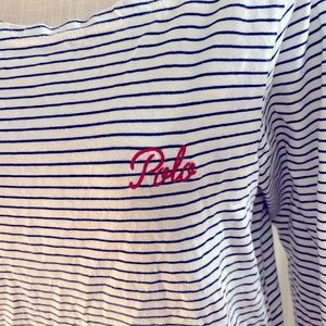 POLO RALPH LAUREN 100% Cotton Blue Striped 3/4 Sleeve Top  Size XL
